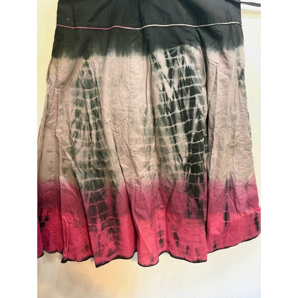 Mix Nouveau New York Tie Dye Midi Skirt Pink Black Grey Boho Flared Size 8